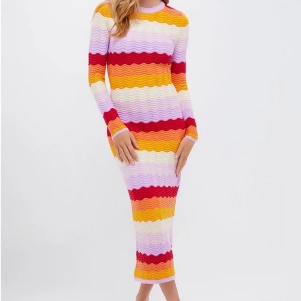 Tuckernuck Hyacinth House Montego Knit Midi Dress Sunset Stripe